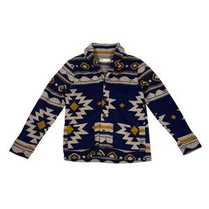 Levis Sweater Blue Aztec Shawl Collar Cardigan Fleece Western